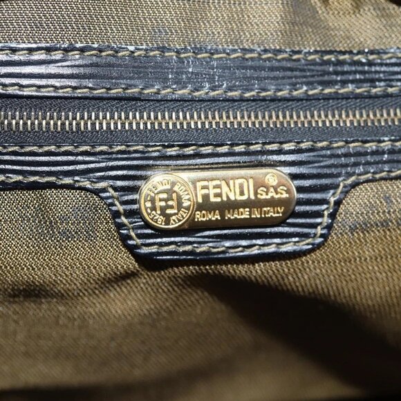 FENDI Zucca Canvas Hand Bag Black Brown gold Auth BA4615 - Picture 10 of 16